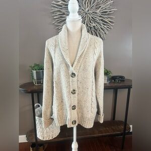 ModCloth Cottage Core Timeless Grandpa Style Cable Knit Cardigan.  Neutral